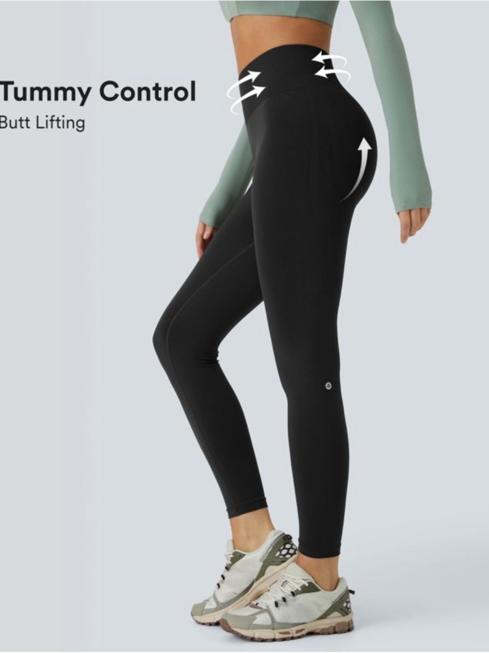 x6 HALARA Black OneForm seamless flow mid rise tummy control butt lifting - yoga